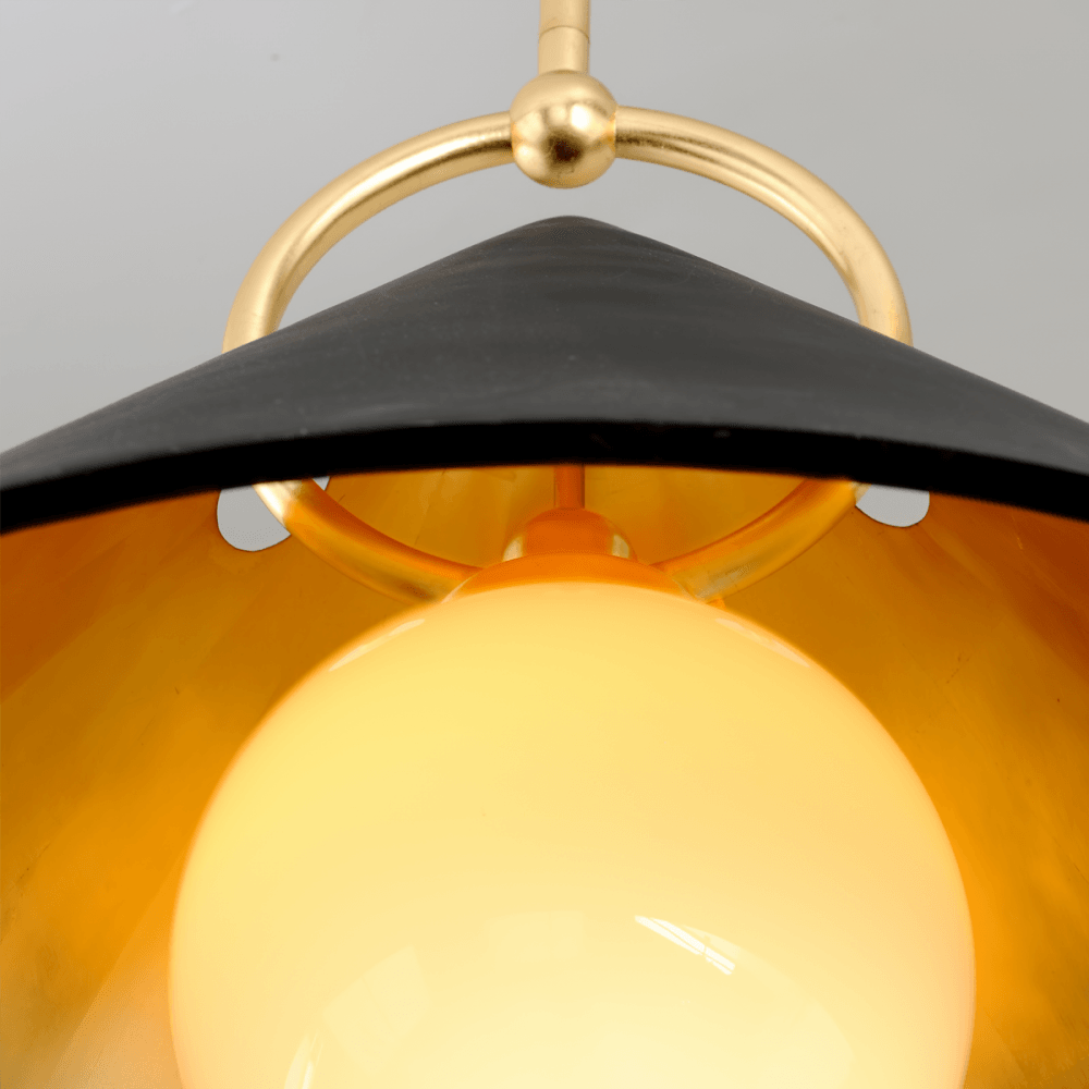 Corbett Charm Large 1 Light Pendant - Black & Gold Leaf