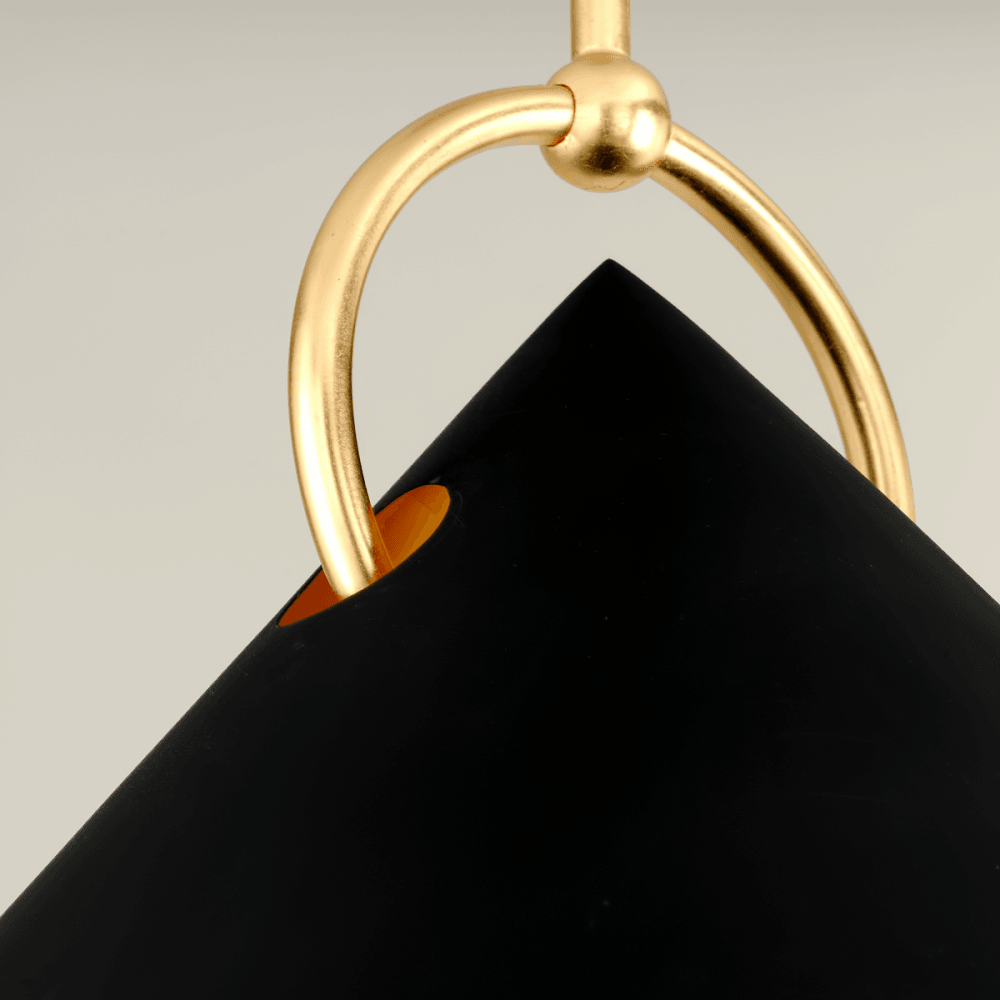 Corbett Charm Large 1 Light Pendant - Black & Gold Leaf