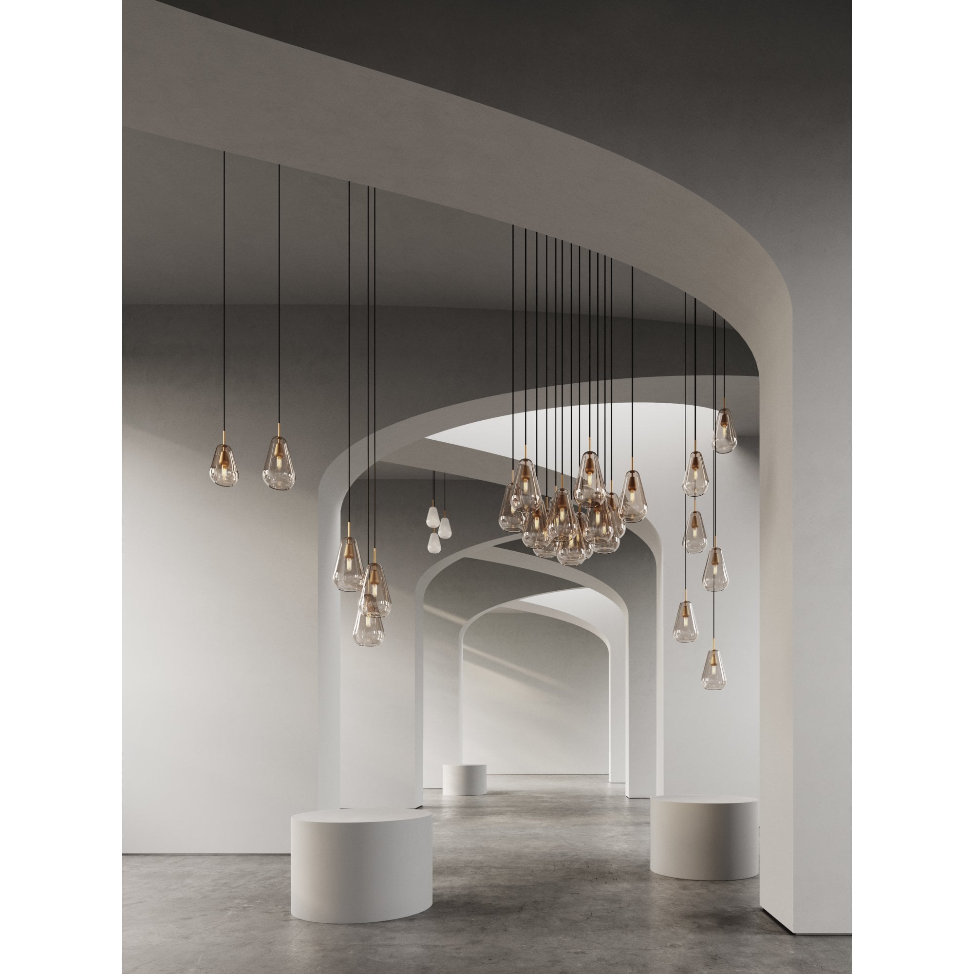 Nuura Anoli 3 Light Chandelier - Nordic Gold & Opal Glass