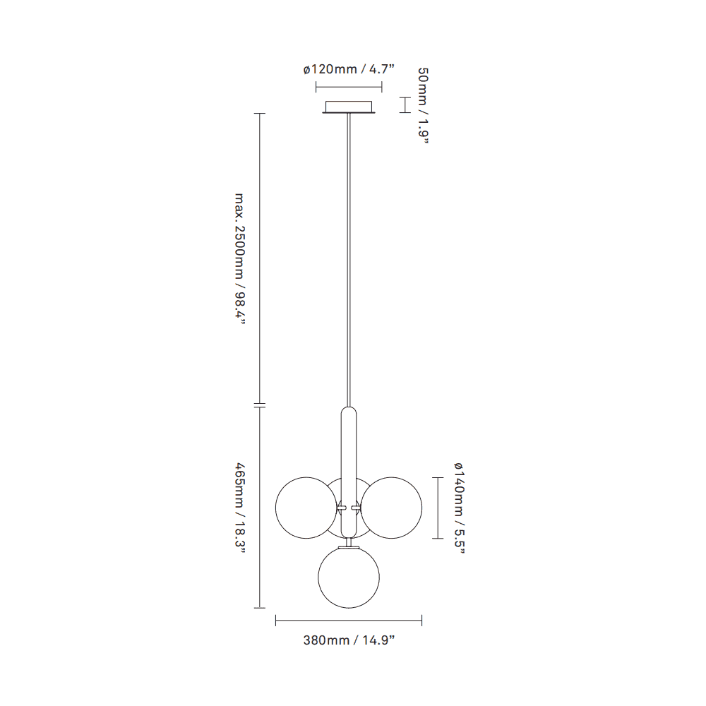 Nuura Miira 4 Light Chandelier - Brass & Opal Glass