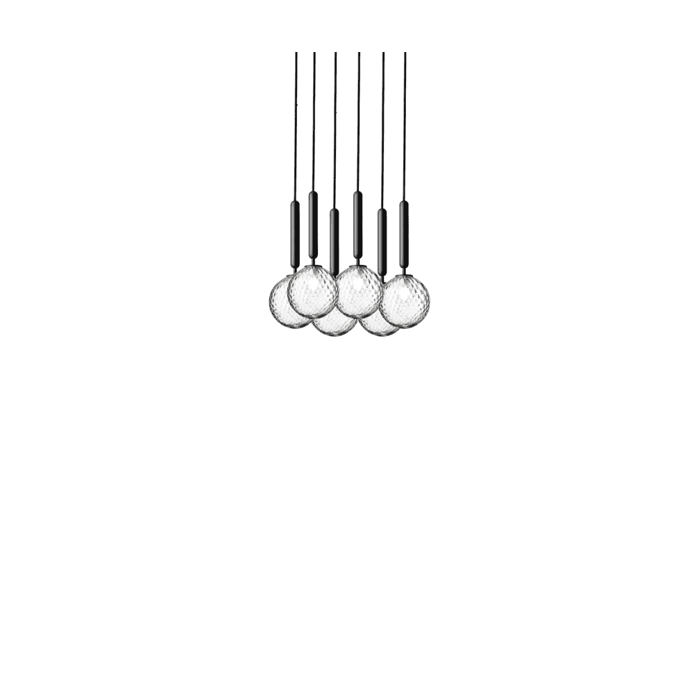 Nuura Miira 6 Light Chandelier - Rock Grey & Optic Clear Glass