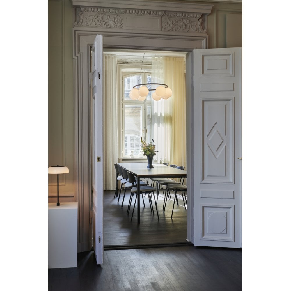 Nuura Miira 6 Light Circular Chandelier - Rock Grey & Opal Glass