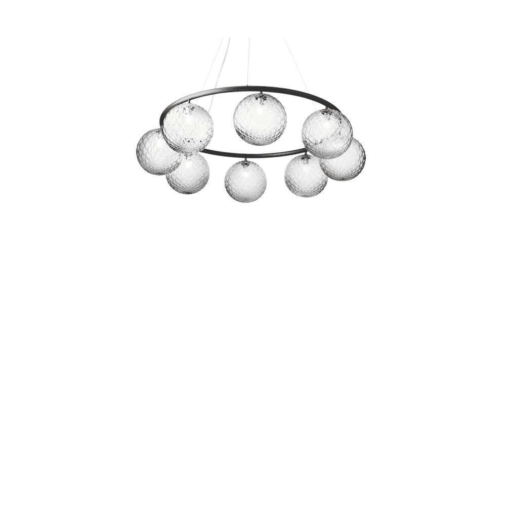 Nuura Miira 8 Light Circular Chandelier - Rock Grey & Optic Clear Glass