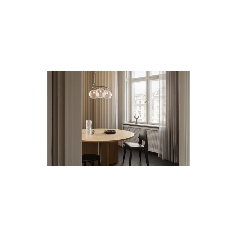 Nuura Miira 3 Light Circular Chandelier - Rock Grey & Optic Clear Glass