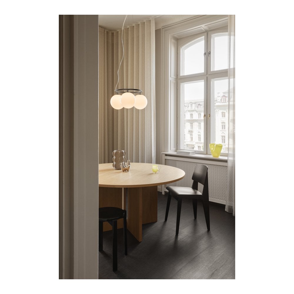Nuura Miira 3 Light Circular Chandelier - Rock Grey & Opal Glass