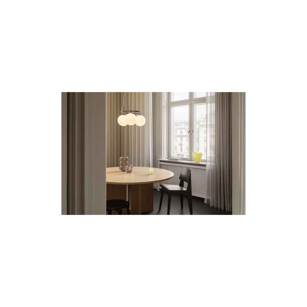Nuura Miira 3 Light Circular Chandelier - Rock Grey & Opal Glass