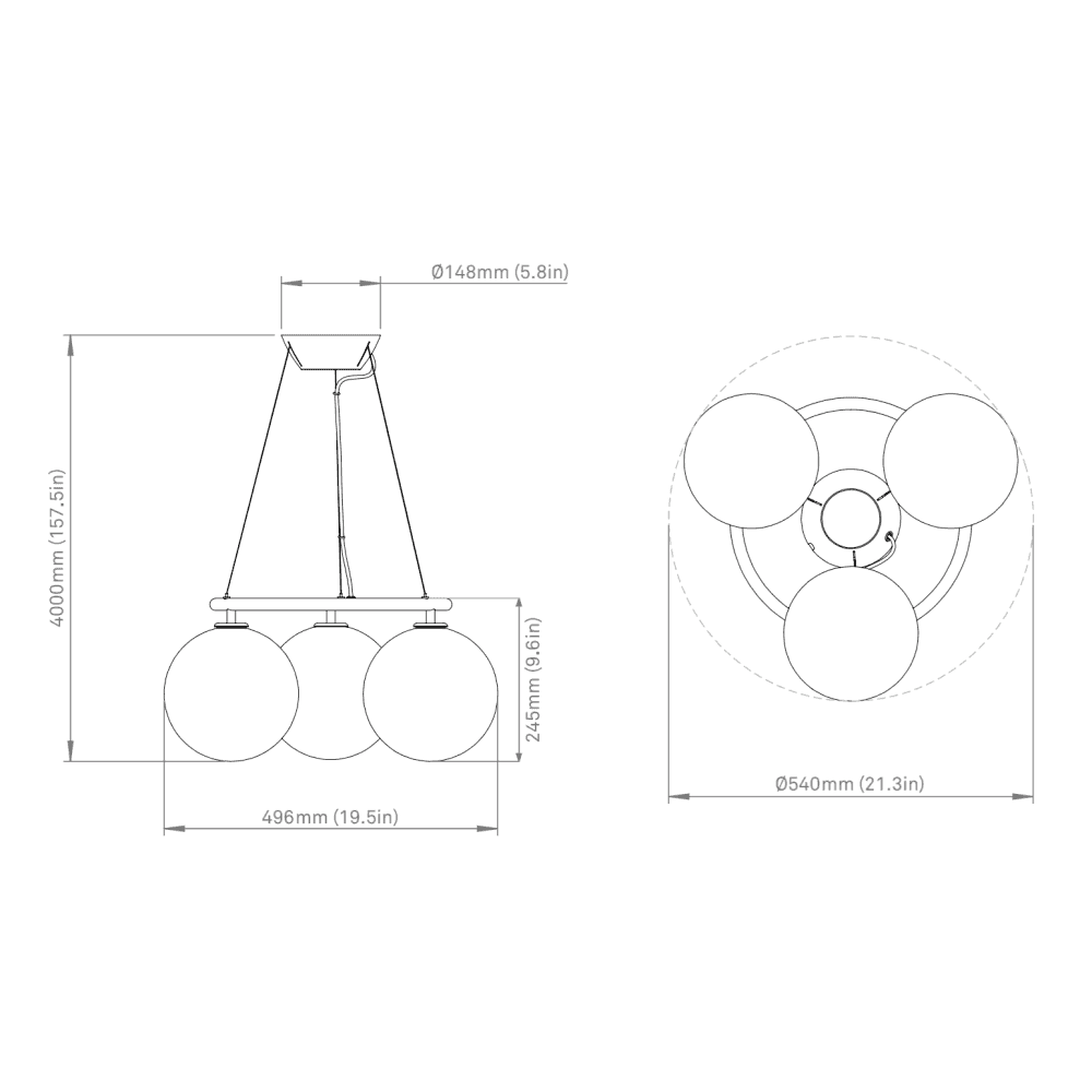 Nuura Miira 3 Light Circular Chandelier - Rock Grey & Opal Glass
