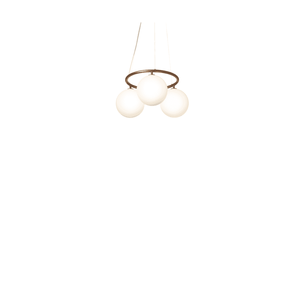 Nuura Miira 3 Light Circular Chandelier - Dark Bronze & Opal Glass