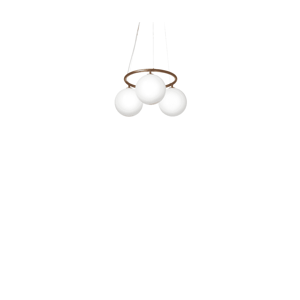Nuura Miira 3 Light Circular Chandelier - Dark Bronze & Opal Glass