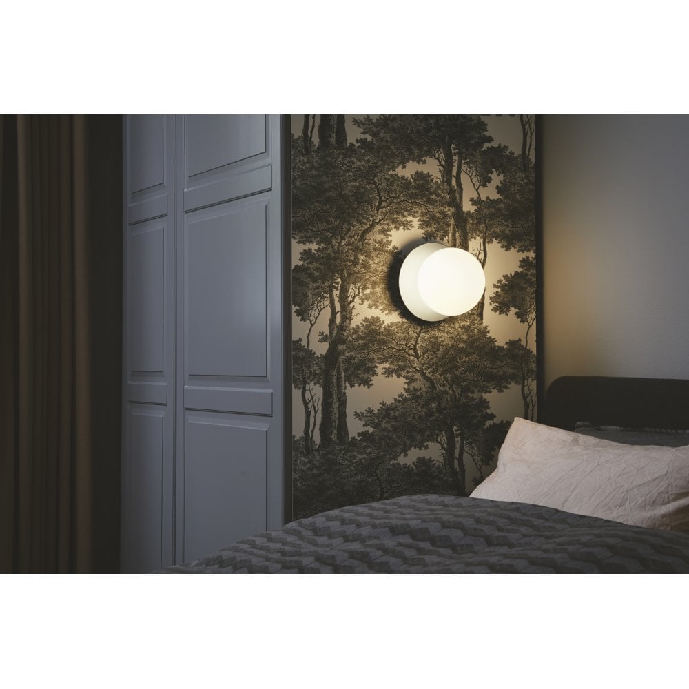 Nuura Liila 1 Light Medium IP44 Wall/Flush Light - Light Silver & Opal Glass