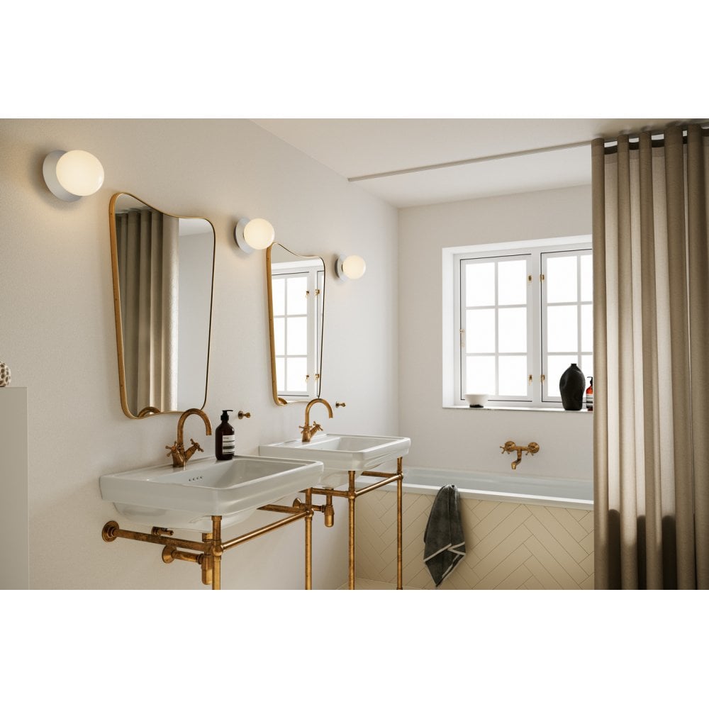 Nuura Liila 1 Light Medium IP44 Wall/Flush Light - Light Silver & Opal Glass
