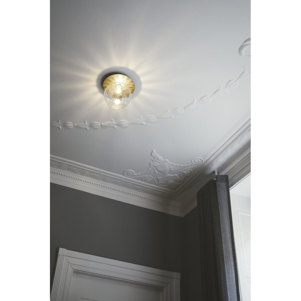 Nuura Liila 1 Light Large IP44 Wall/Flush Light - Nordic Gold & Optic Clear Glass