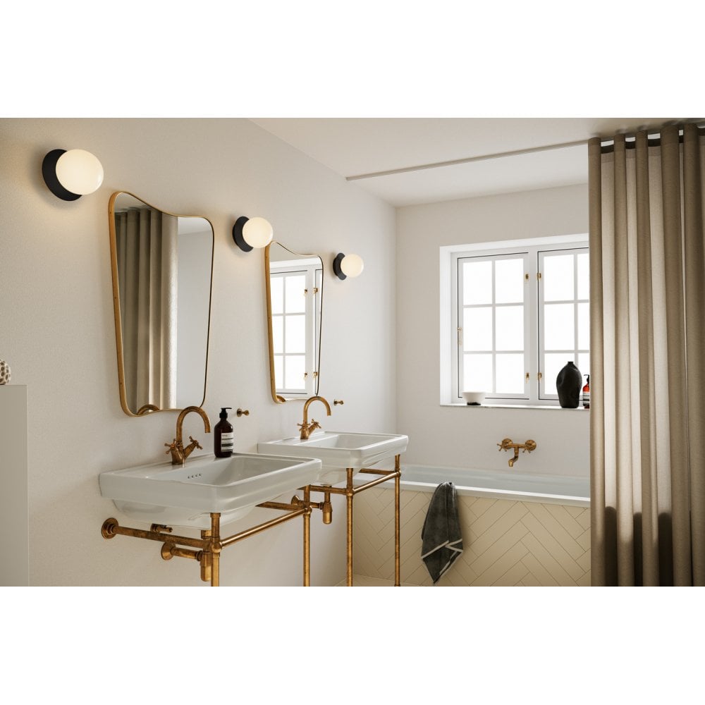 Nuura Liila 1 Light Medium IP44 Wall/Flush Light - Black & Opal Glass