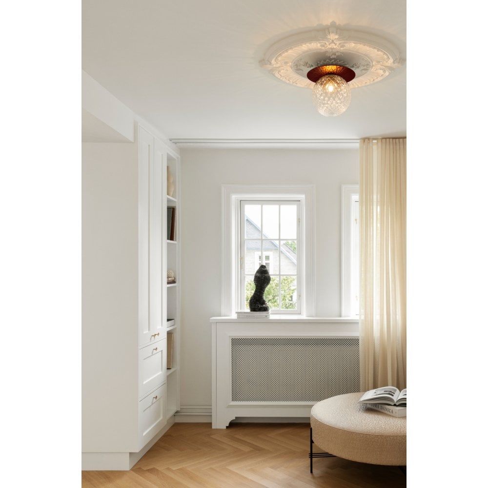 Nuura Liila 1 Light Large IP44 Wall/Flush Light - Dark Bronze & Optic Clear Glass