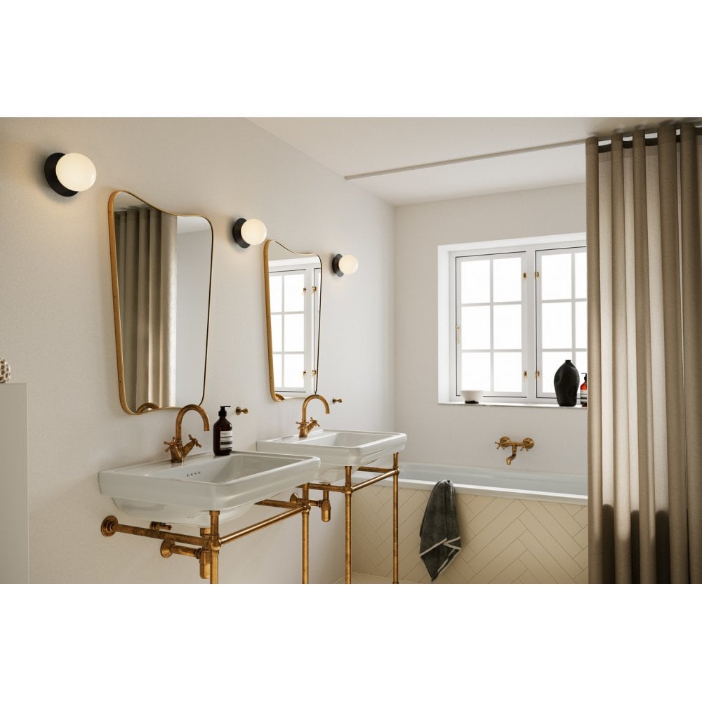 Nuura Liila 1 Light Small IP44 Wall/Flush Light - Black & Opal Glass