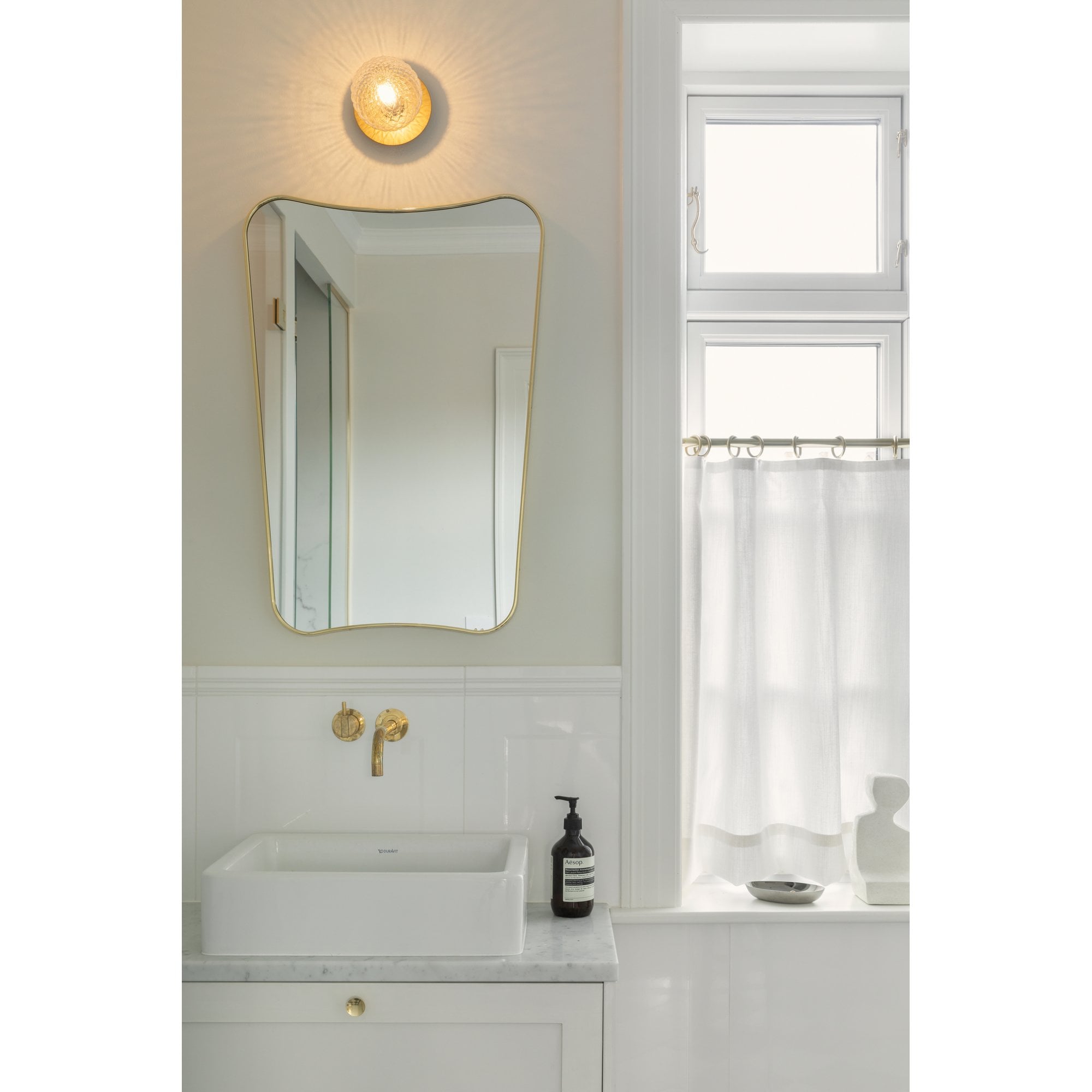 Nuura Liila 1 Light Small IP44 Wall/Flush Light - Nordic Gold & Optic Clear Glass