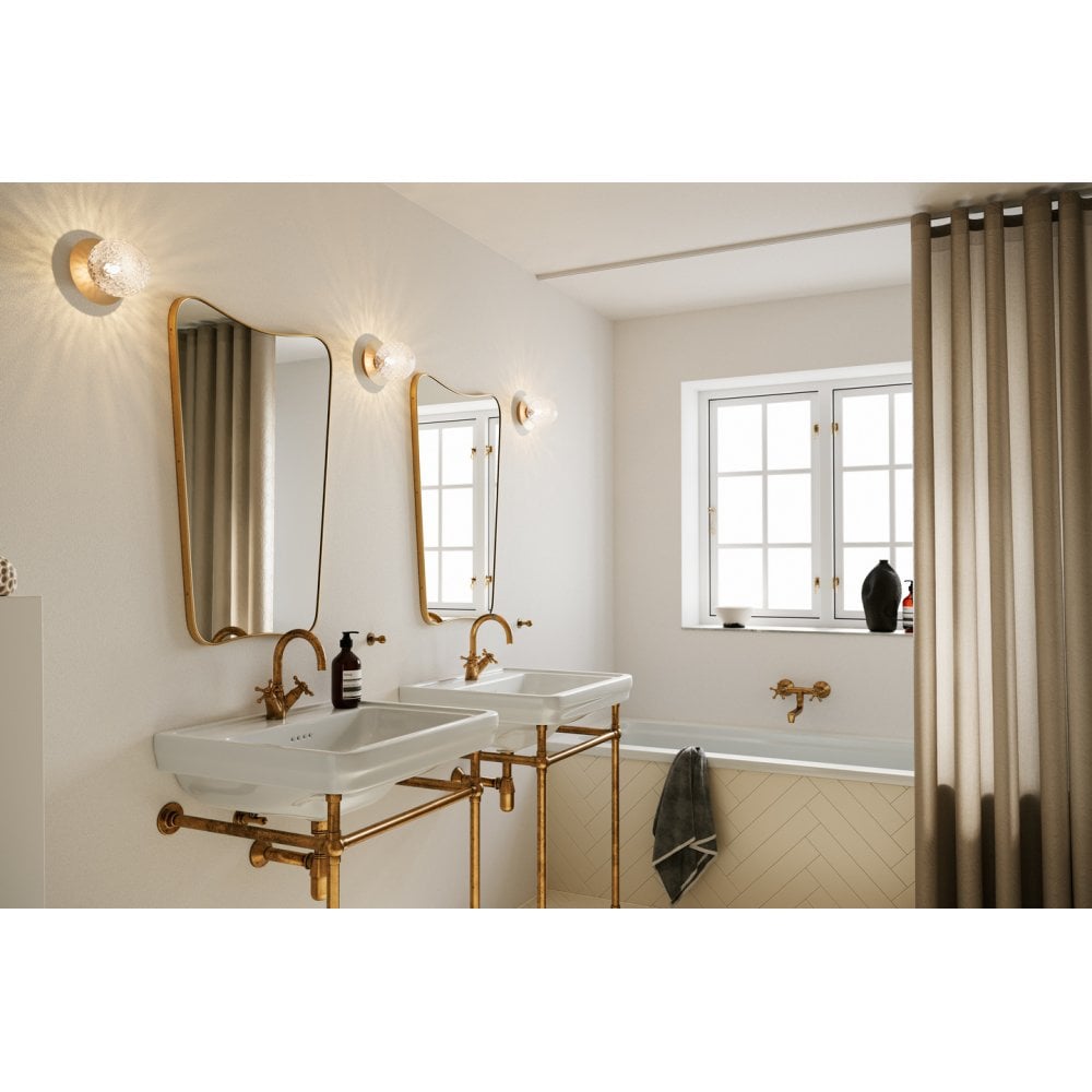 Nuura Liila 1 Light Small IP44 Wall/Flush Light - Nordic Gold & Optic Clear Glass