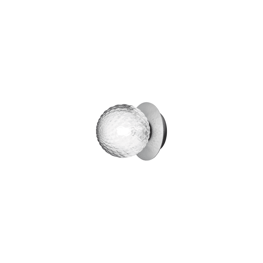 Nuura Liila 1 Light Small IP44 Wall/Flush Light - Light Silver & Optic Clear Glass