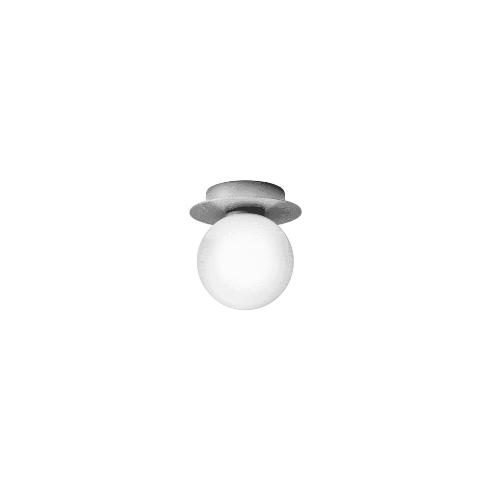 Nuura Liila 1 Light Small IP44 Wall/Flush Light - Light Silver & Opal Glass