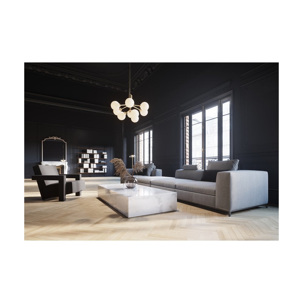 Nuura Apiales 9 Light Chandelier - Brushed Brass & Opal Glass