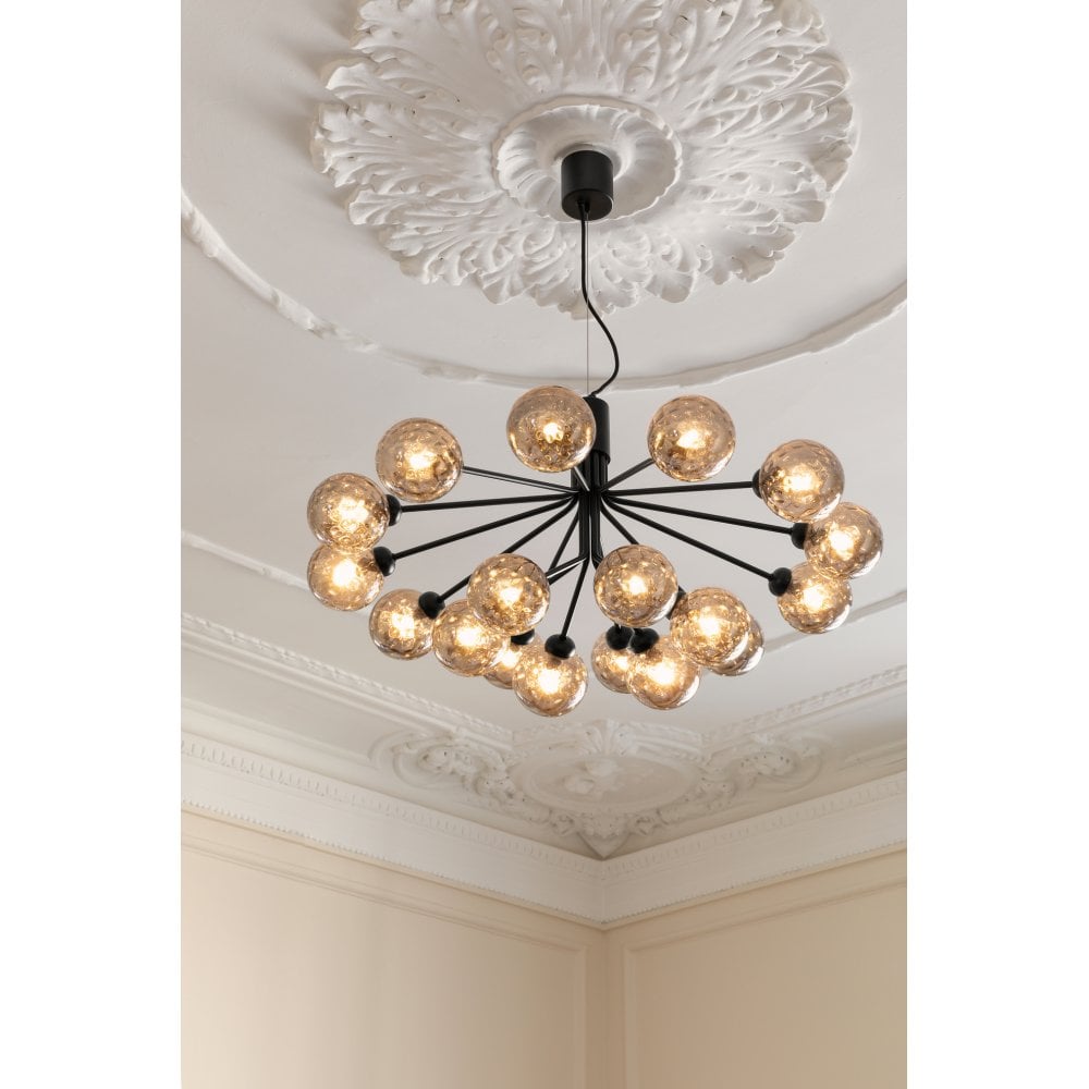 Nuura Apiales 18 Light Chandelier - Satin Black & Optic Smoked Glass