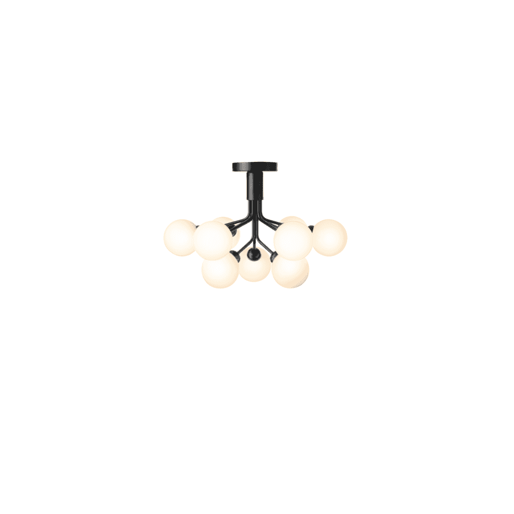 Nuura Apiales 9 Light Ceiling Light - Satin Black & Opal Glass