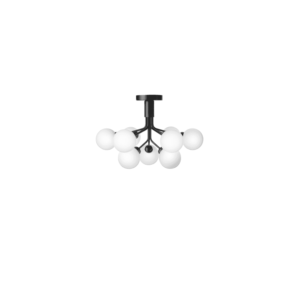 Nuura Apiales 9 Light Ceiling Light - Satin Black & Opal Glass