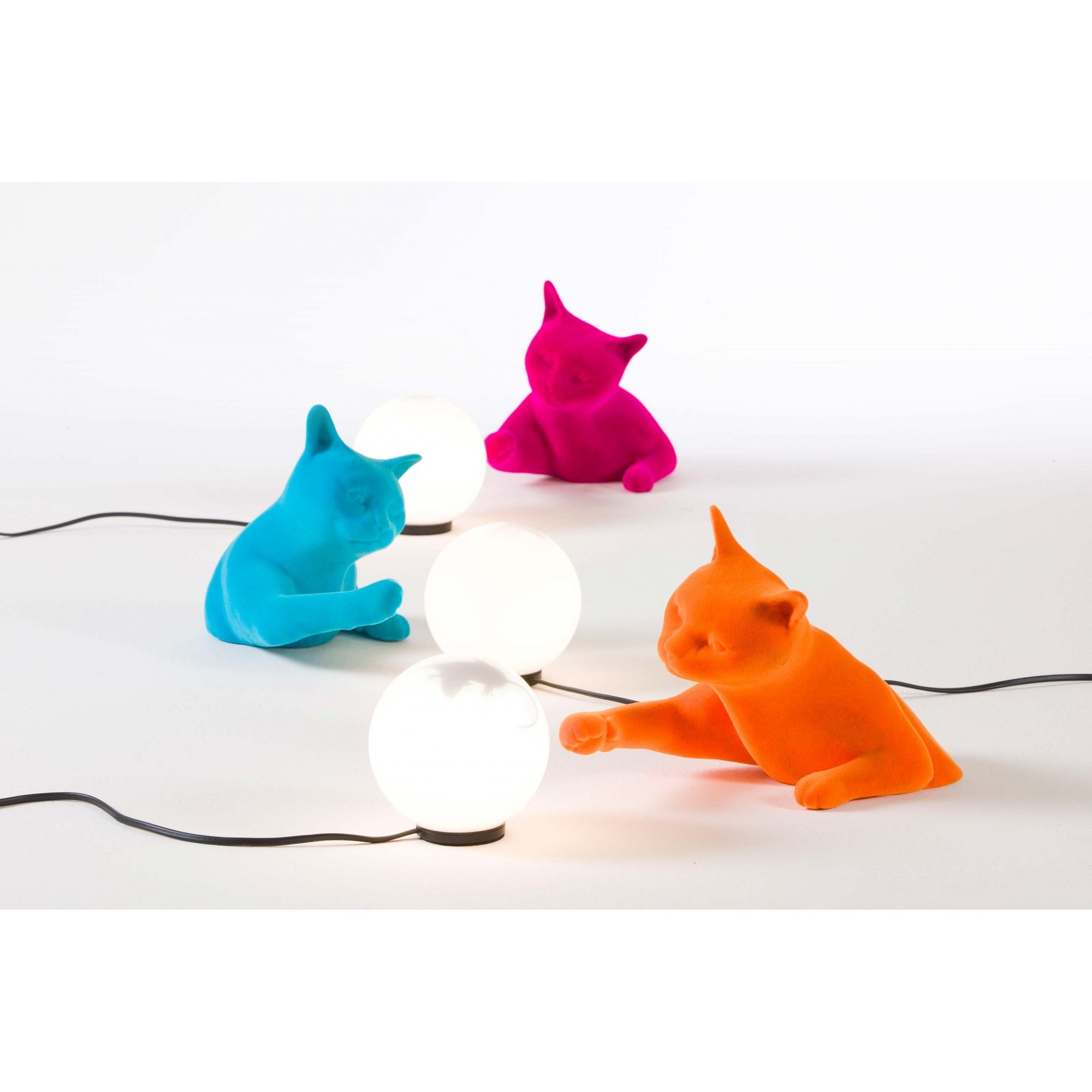 Karman Maoo Cat Table Lamp - Orange Velvet