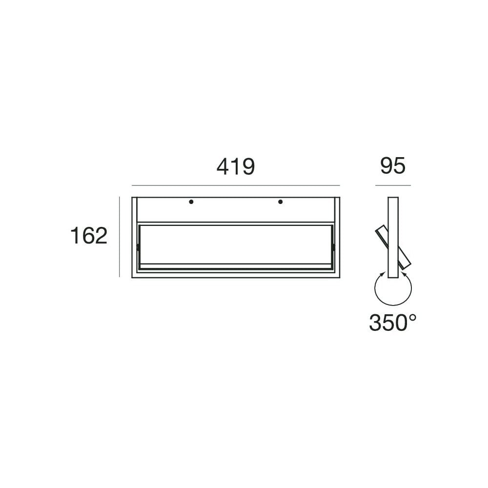 Stilnovo Tablet 42cm Large Single Wall Light - Black