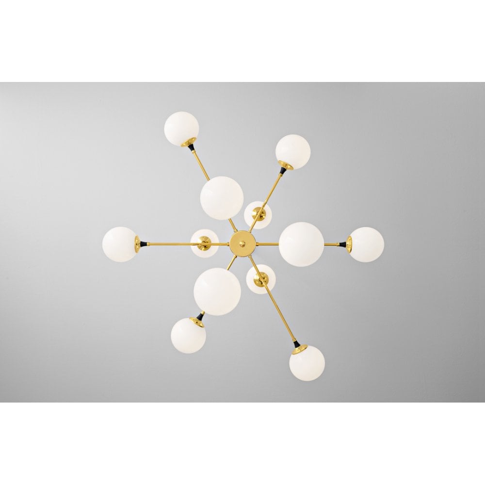 Stilnovo Galassia 12 Light Pendant - Gold & White Glass