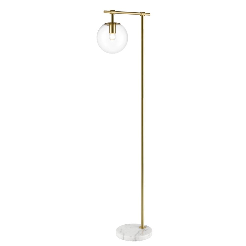 Franklite Avenue Floor Lamp - Matt Brass & White Marble