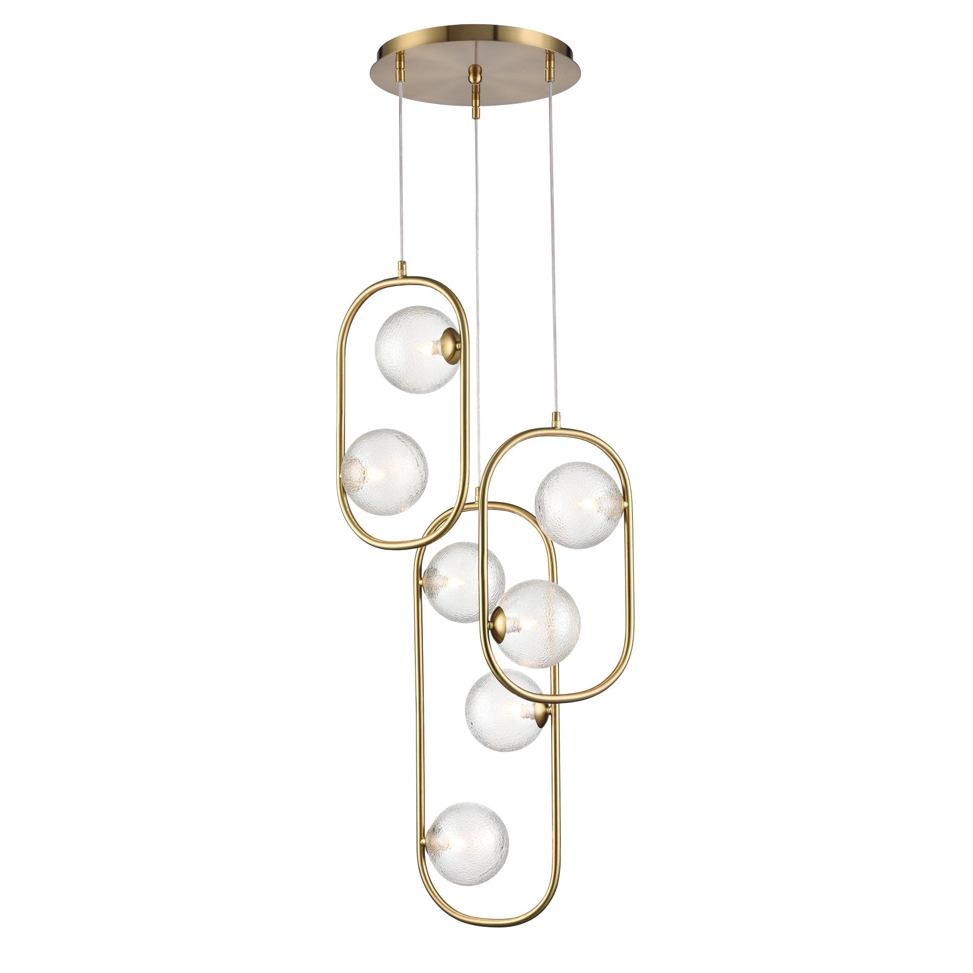 Franklite Trapeze 7 Light Pendant - Aged Brass