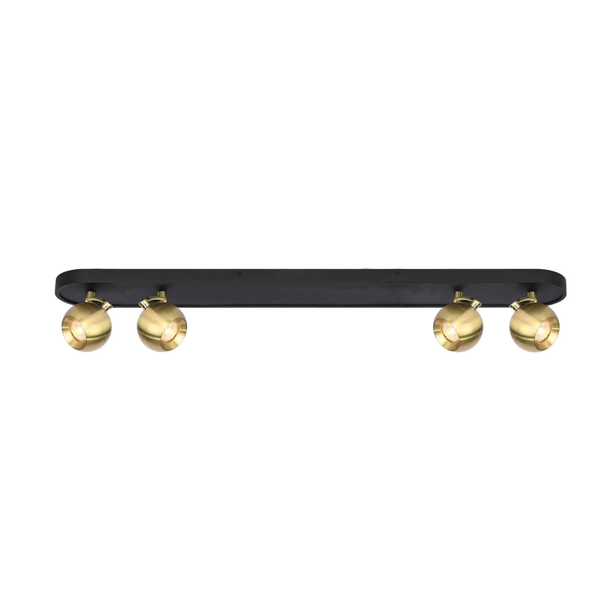 Franklite Lens 4 Light Spotlight - Matt Black & Aged Brass
