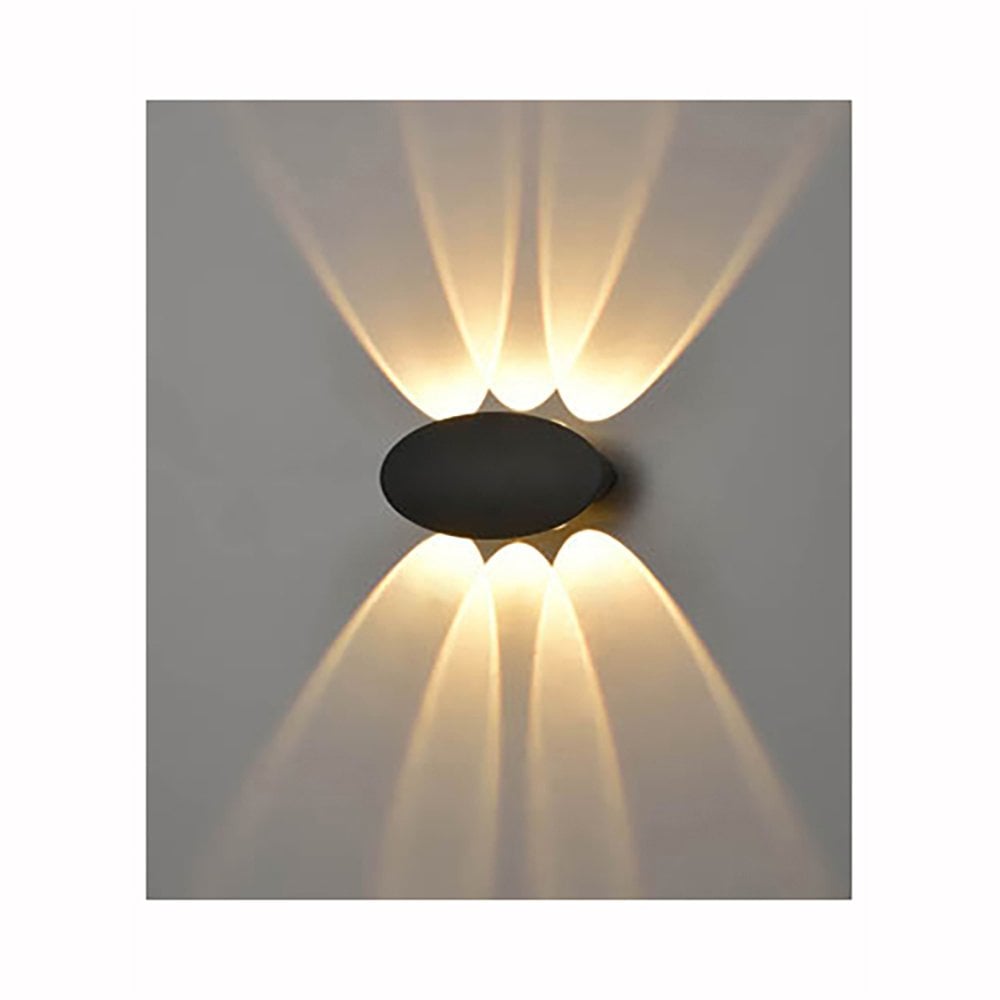Franklite Aura 6 Light Oval Wall Fitting - Cast Aluminium & Matt Black