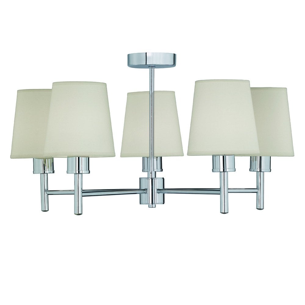 Franklite Turin 5 Light Fitting - Chrome & Cream Shade
