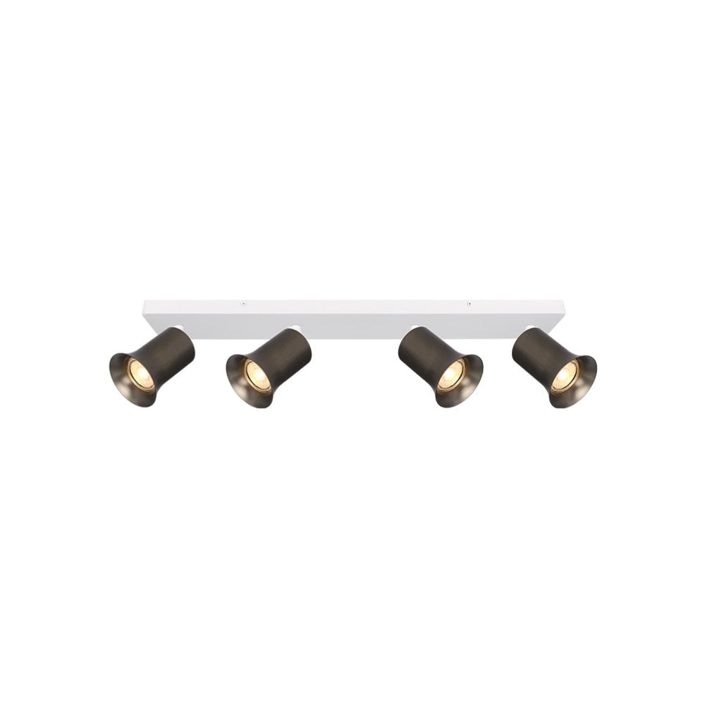 Franklite Broadway 4 Light Spotlight - Matt White & Bronze