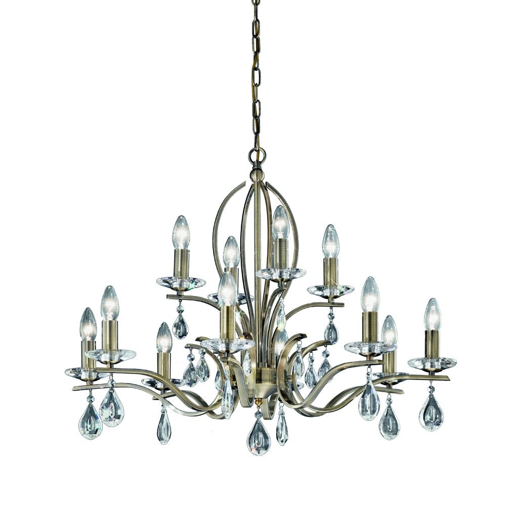 Franklite Willow 12 Light Pendant - Bronze & Cyrstal Glass