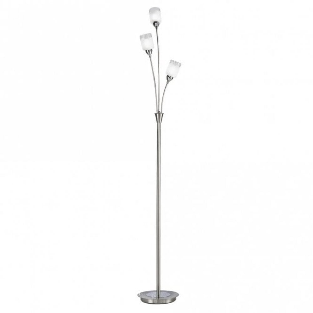 Franklite Campani 3 Light Standard Floor  Lamp - Satin Nickel & Clear Acid Glass