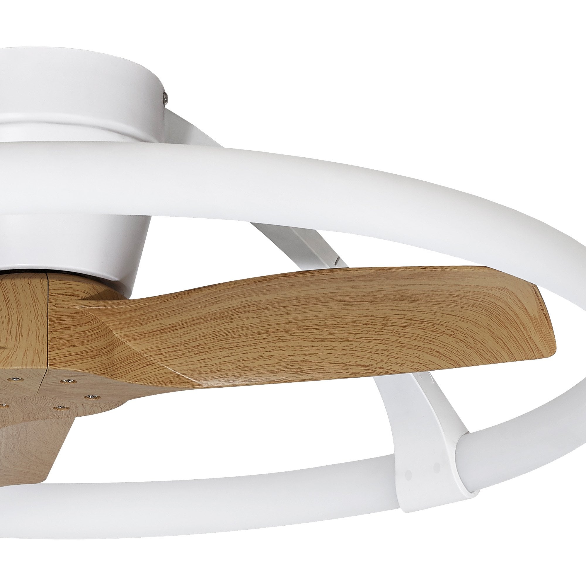Mantra Nepal 55W LED Dimmable Ceiling Light & Fan, Remote Controlled - White & Wood