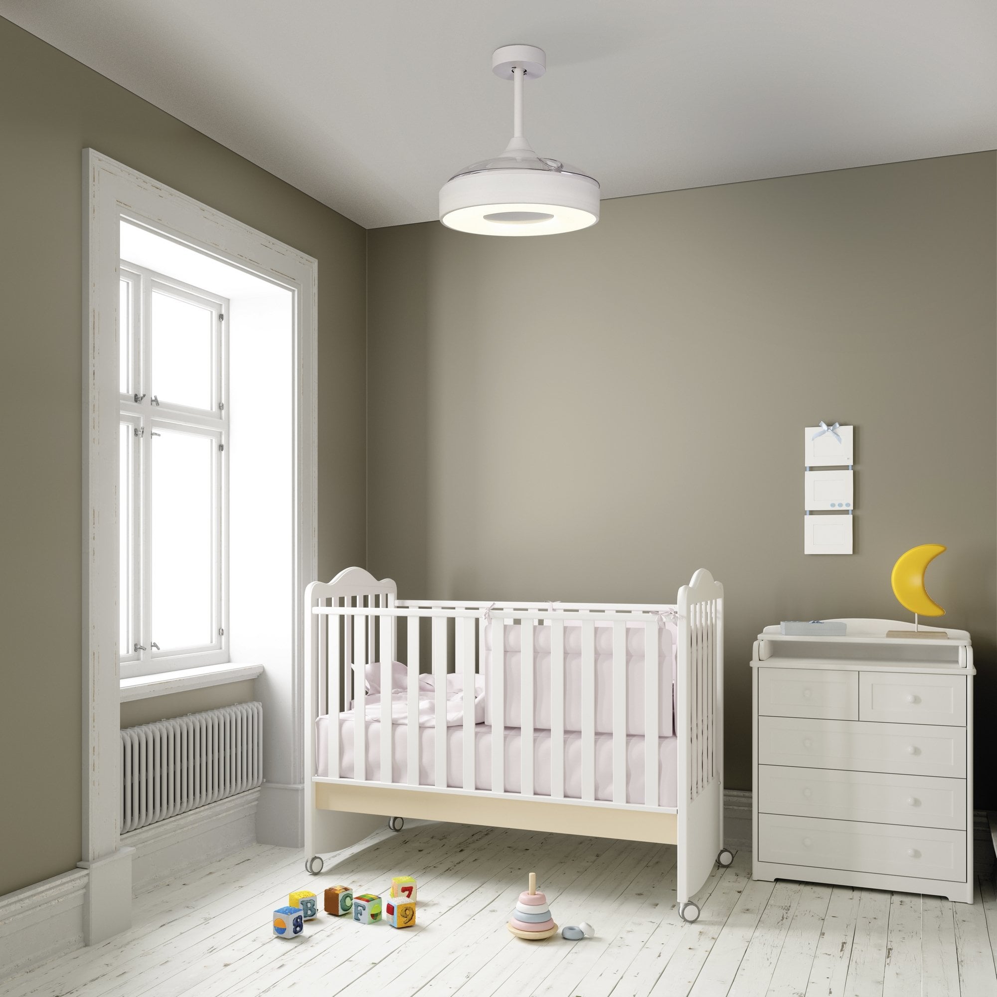 Mantra Coin Mini 45W LED Dimmable Ceiling Light & Fan, Remote & APP Control, LED White