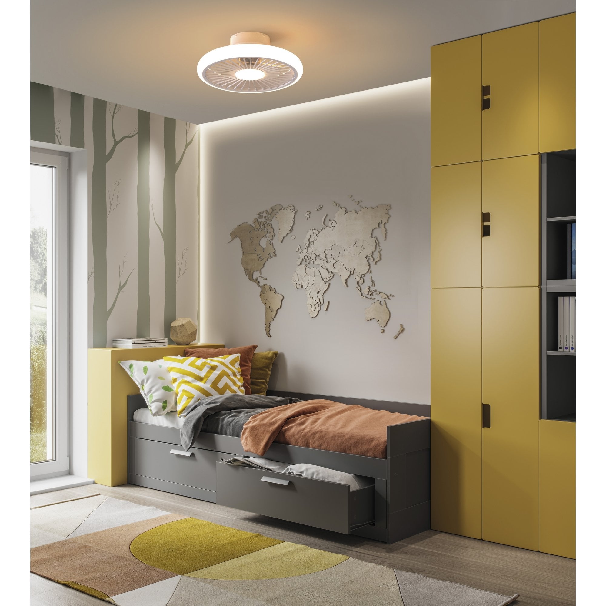 Mantra Turbo 55W LED Dimmable Ceiling Light & Fan, Remote Controlled, White
