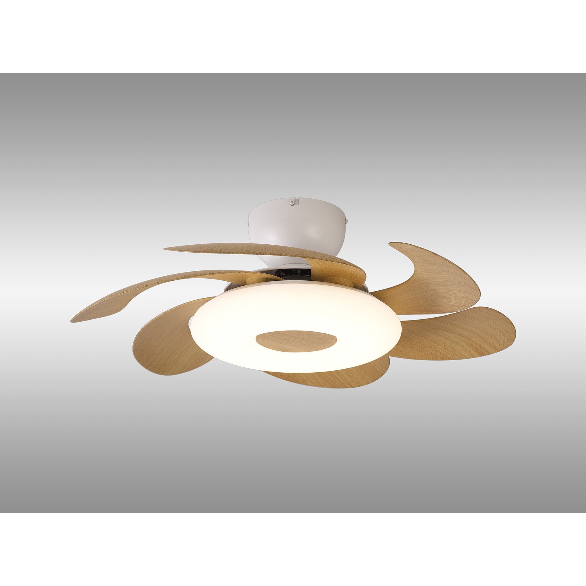 Mantra Flowers 24W LED Dimmable Ceiling Light & Fan, Remote Controlled, - White, Wood