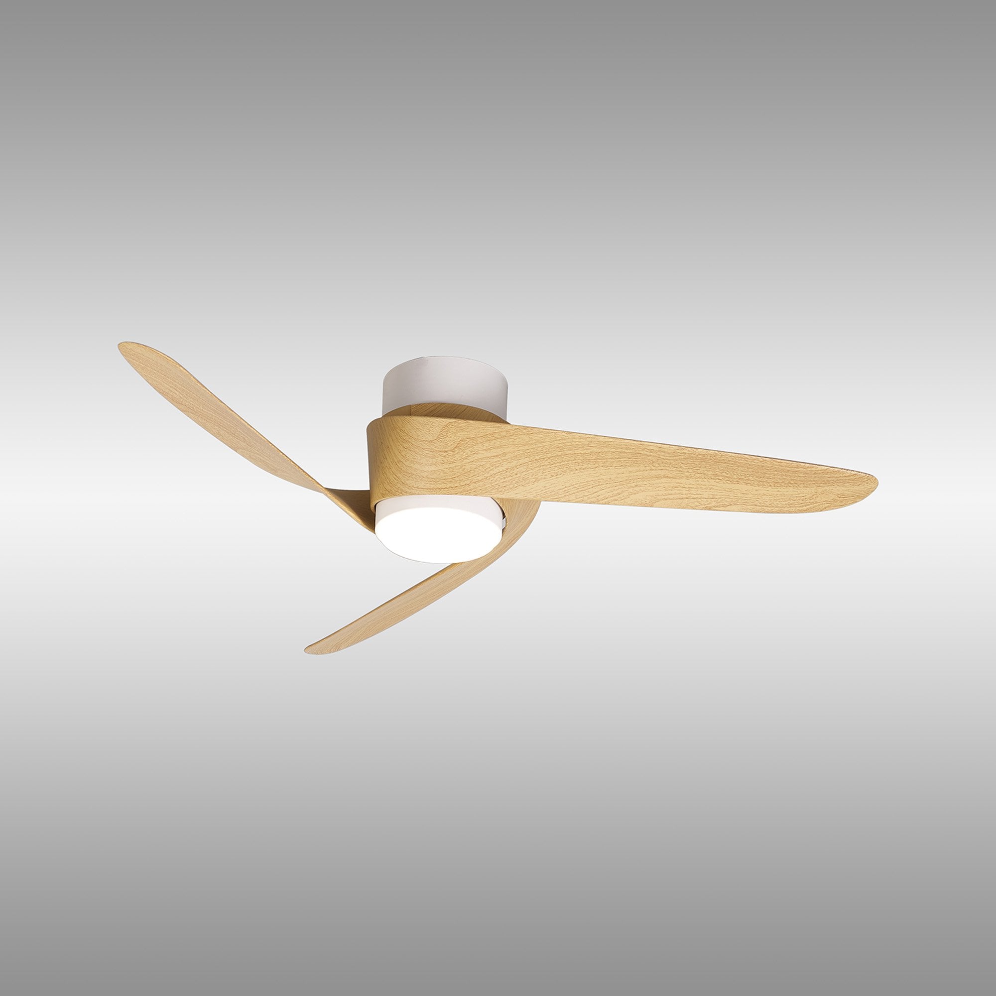 Mantra Island 24W LED Dimmable Ceiling Light With Built-In 30W DC Fan, 2700-5000K Remote & APP Control - White, Wood