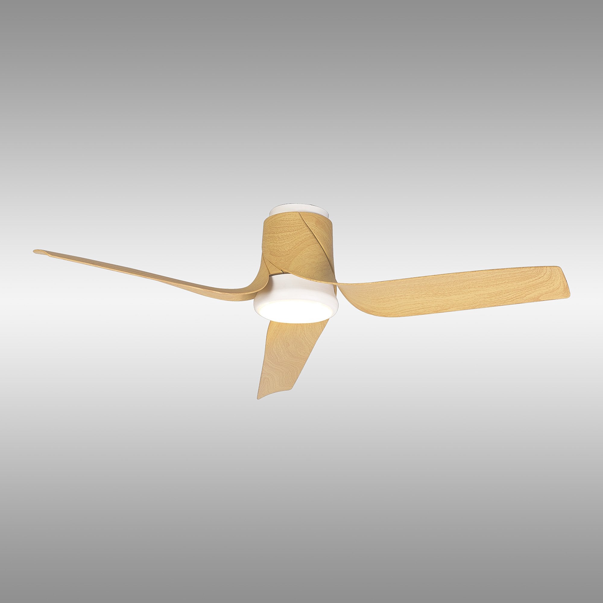 Mantra Ushuaia 30W LED Dimmable Ceiling Light With Built-In 35W DC Fan, 2700-5000K Remote & APP Control - White, Wood