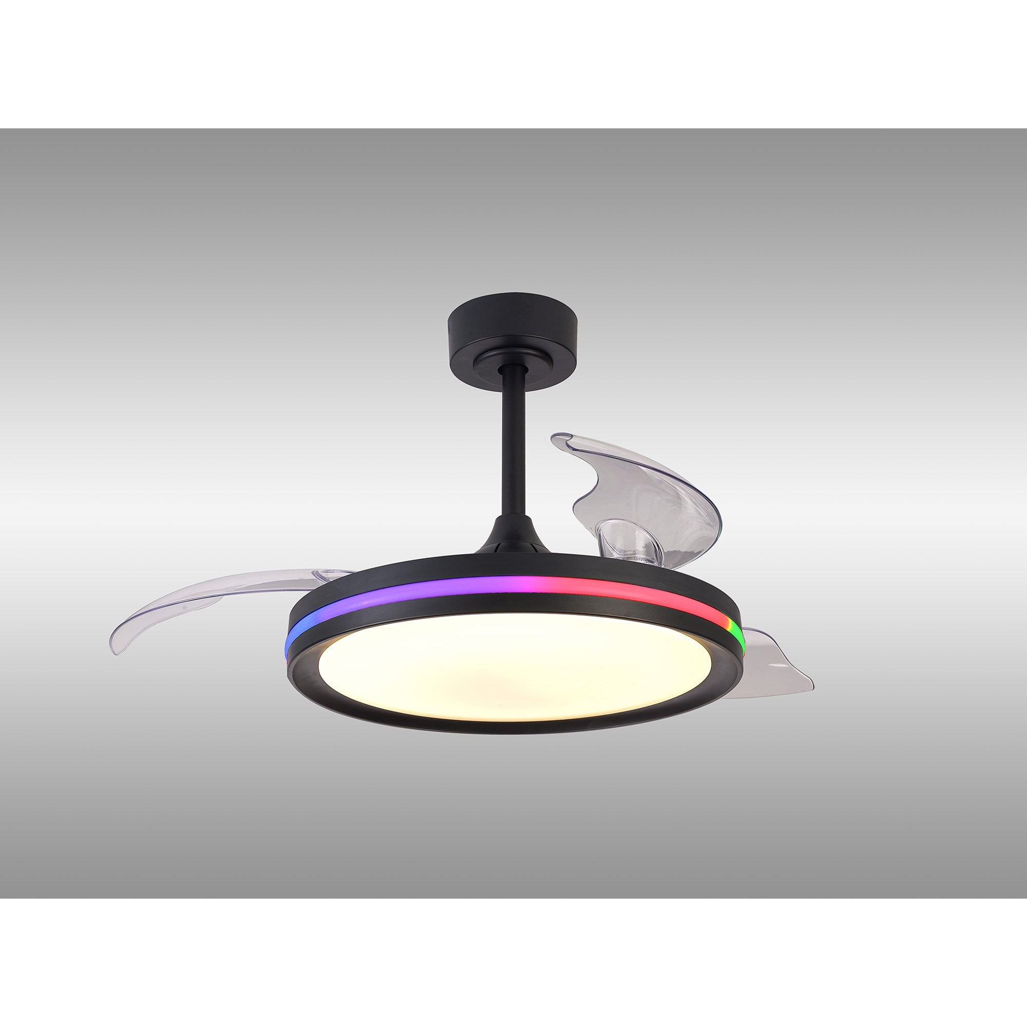 Mantra Rafaga 50W LED Dimmable White, RGB Ceiling Light With Built-In 30W DC Reversible Fan, Remote Control 3000-6500K - Black