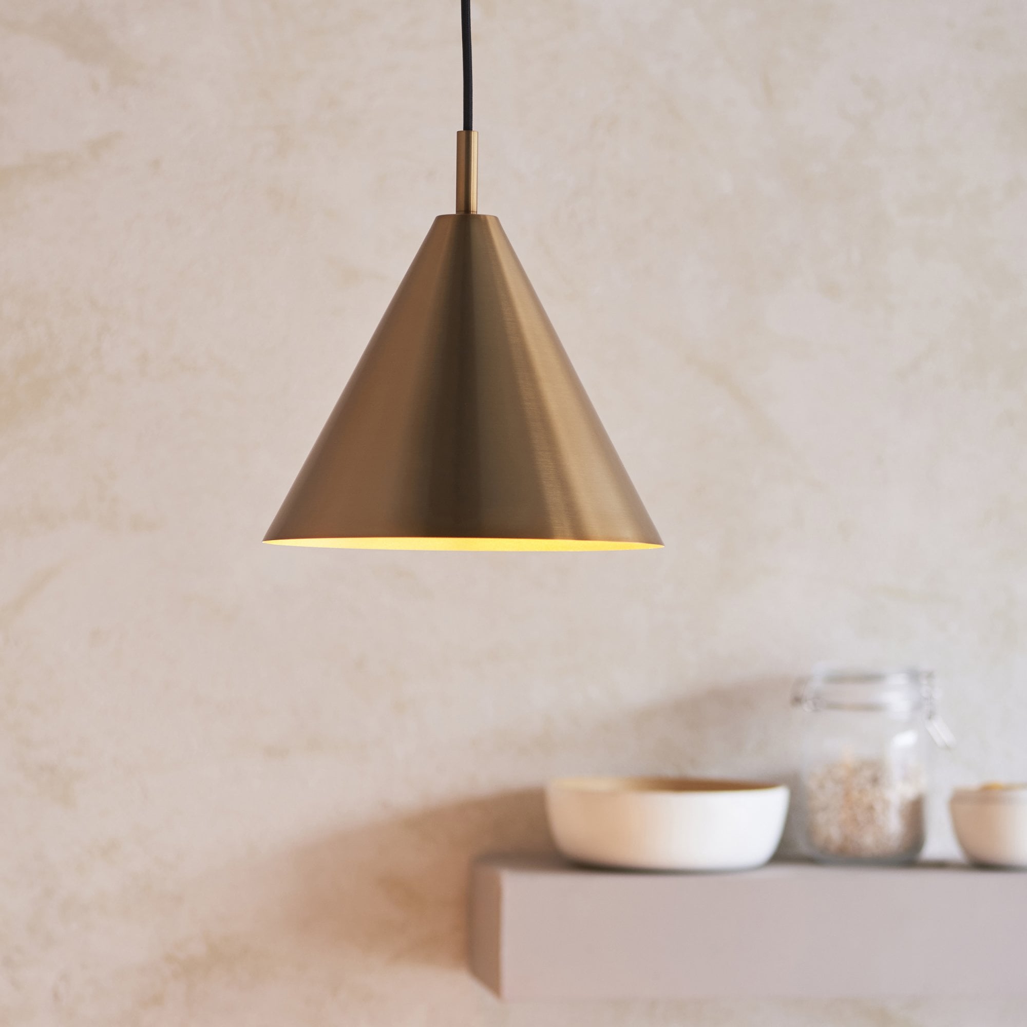 Endon Cape 1 Light Pendant - Warm Antique Brass