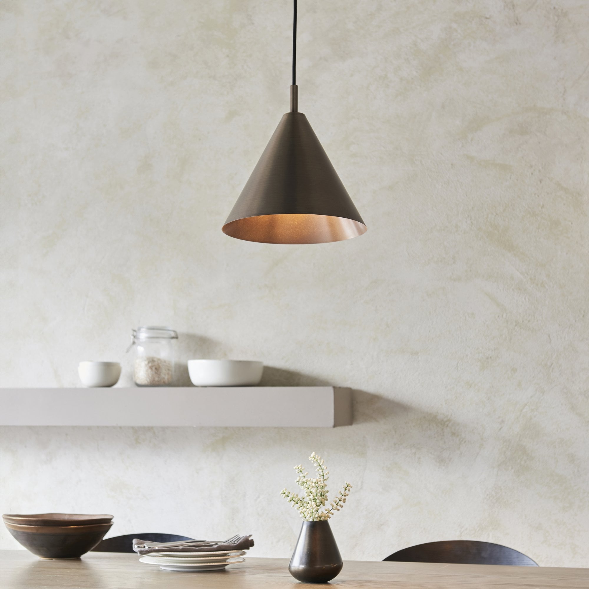 Endon Cape 1 Light Pendant - Antique Bronze