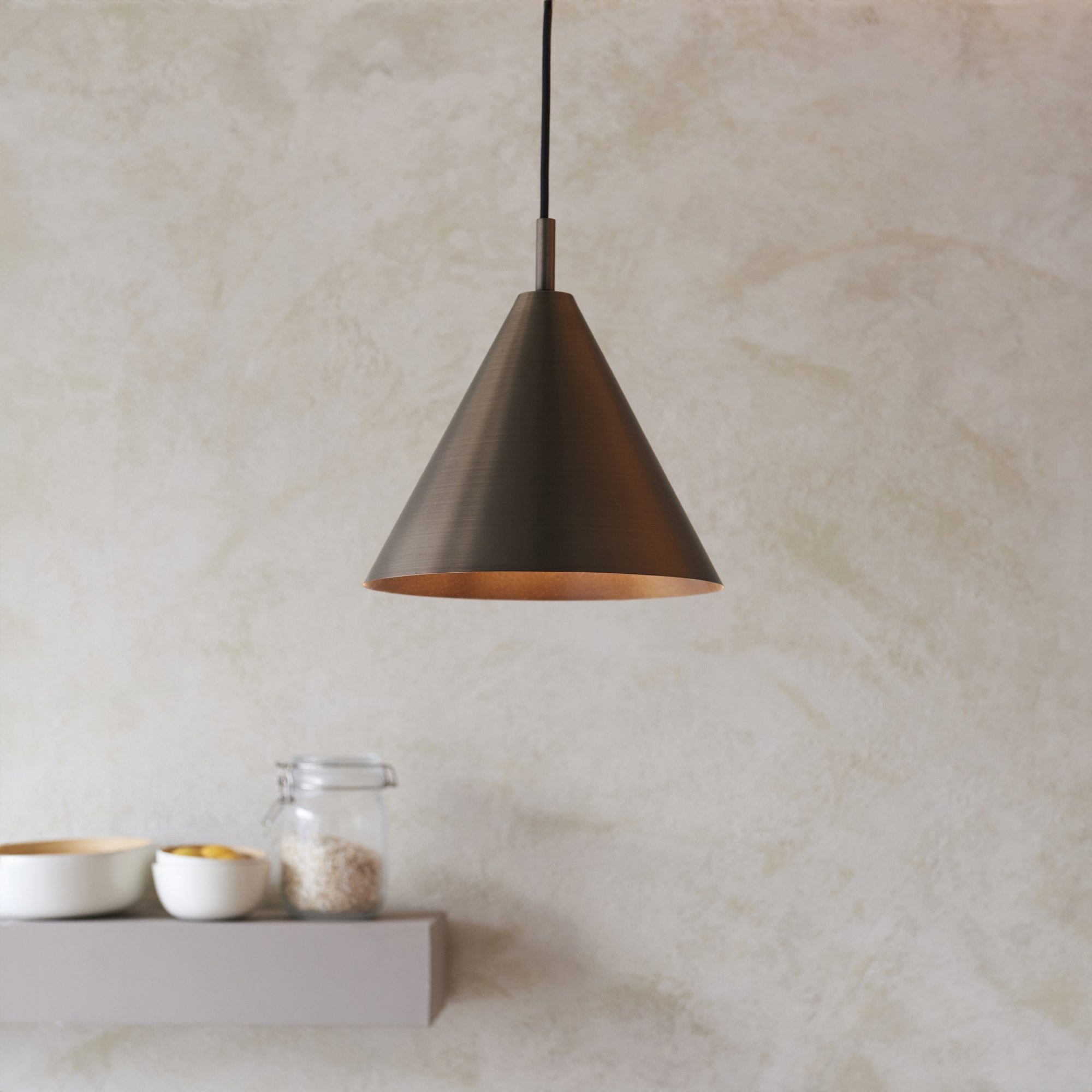 Endon Cape 1 Light Pendant - Antique Bronze