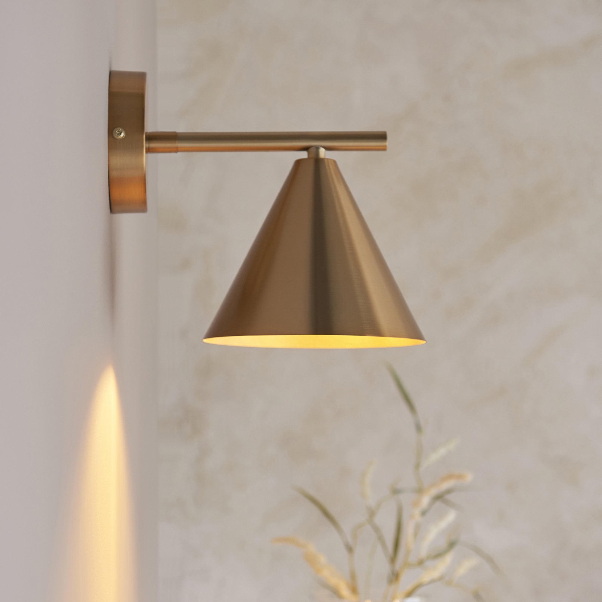 Endon Cape 1 Light Wall Light - Warm Antique Brass
