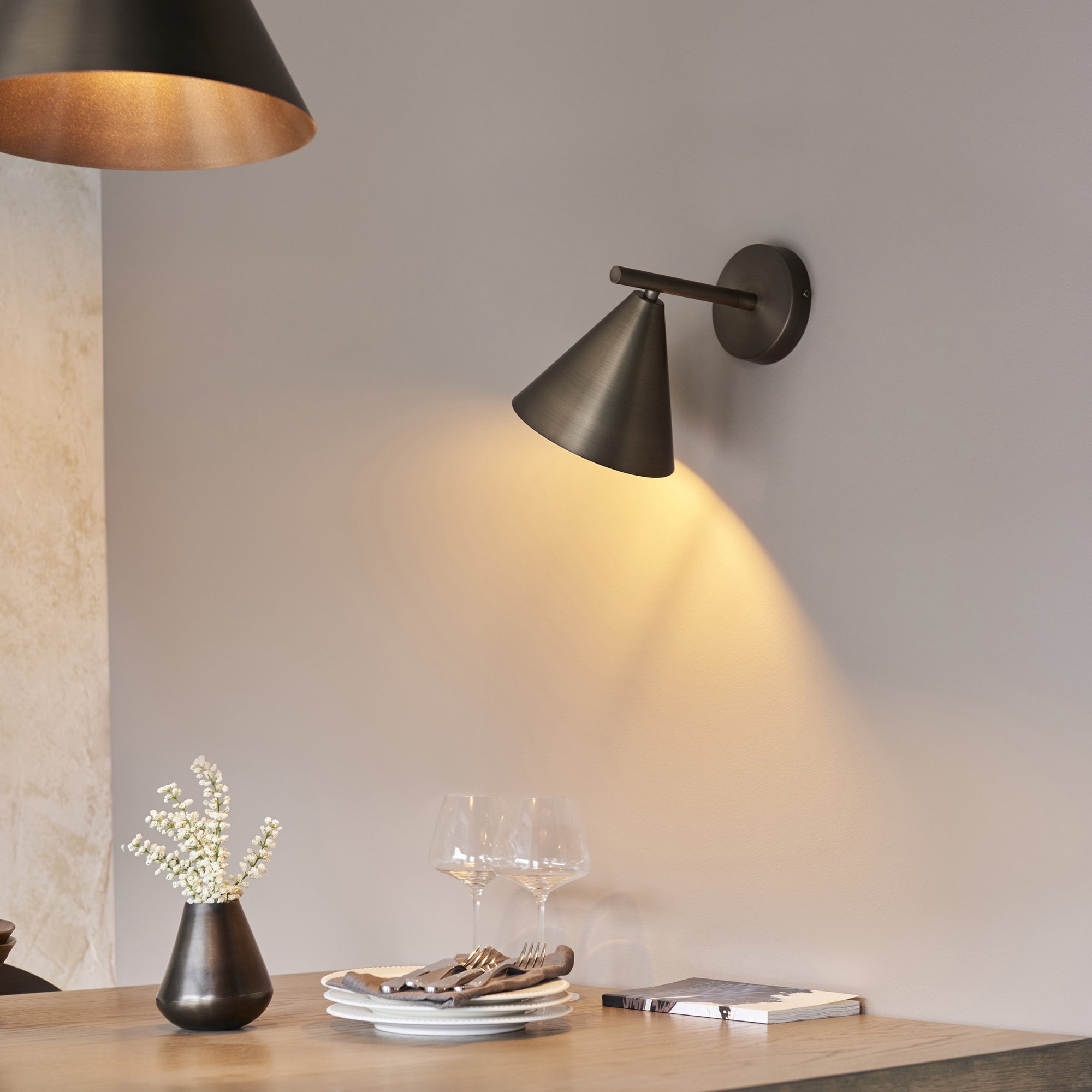 Endon Cape 1 Light Wall Light - Brushed Antique Bronze